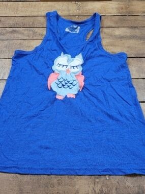 Bobbie Brooks Blue Sleep Tank with Blue and Pink Owl Medium